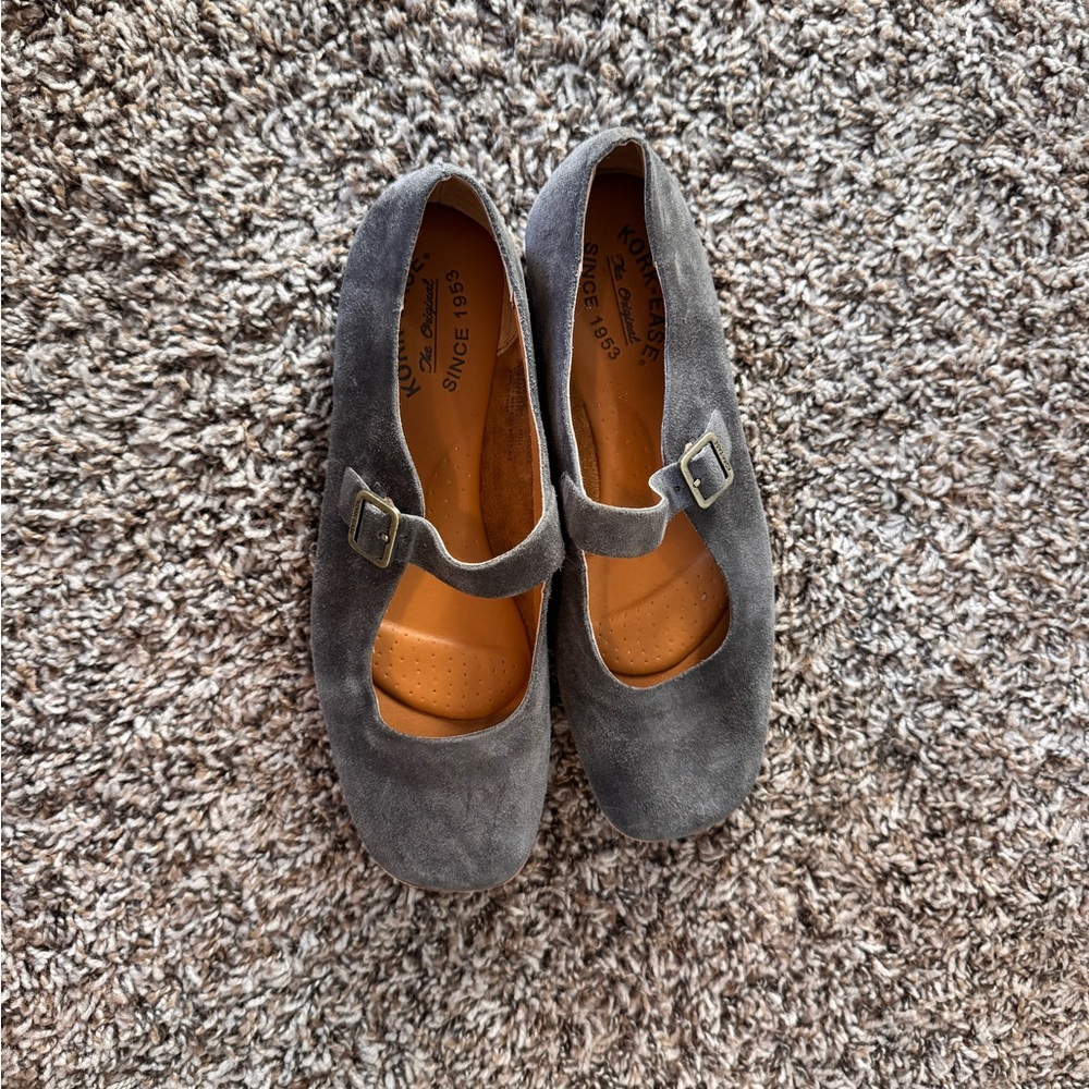 Gray Suede Mary Jane Shoes